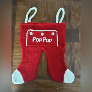Embroidered Pop Pop Red and White Knit Christmas Stocking